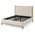 Gepolstertes Bettgestell für Matratzen 160 x 200 cm, 170 x 214 x 115 cm, Beige/Naturholz/Schwarz