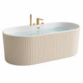 Freistehende Acrylbadewanne, 170 × 80 × 58 cm, Weiß/Gold, geriffelte Oberfläche