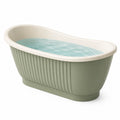Freistehende Acryl-Badewanne, 170 x 75 x 58 cm, Salbeigrün/Weiß, geriffelte Oberfläche
