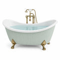 Freistehende Acrylbadewanne im klassischen Stil, 170 × 75 × 75 cm, Weiß/Hellgrün/Gold