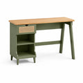 Schreibtisch 120 × 60 × 75 cm Grün/Natur mit Schublade und offenen Ablagen