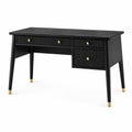 Schwarzer Schreibtisch 120 × 60 × 76 cm mit 3 Schubladen und goldfarbenen Akzenten