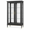 Schwarze Vitrine mit Goldakzenten und Glaseinsätzen, 100 × 40 × 180 cm, 2 Türen