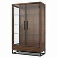 Vitrine 100 × 40 × 180 cm in Walnussbraun mit Glasfronten, 2 Türen und 2 Schubladen
