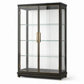 Glasvitrine aus Metall und Glas, 100 × 40 × 180 cm, Schwarz/Gold/Klar